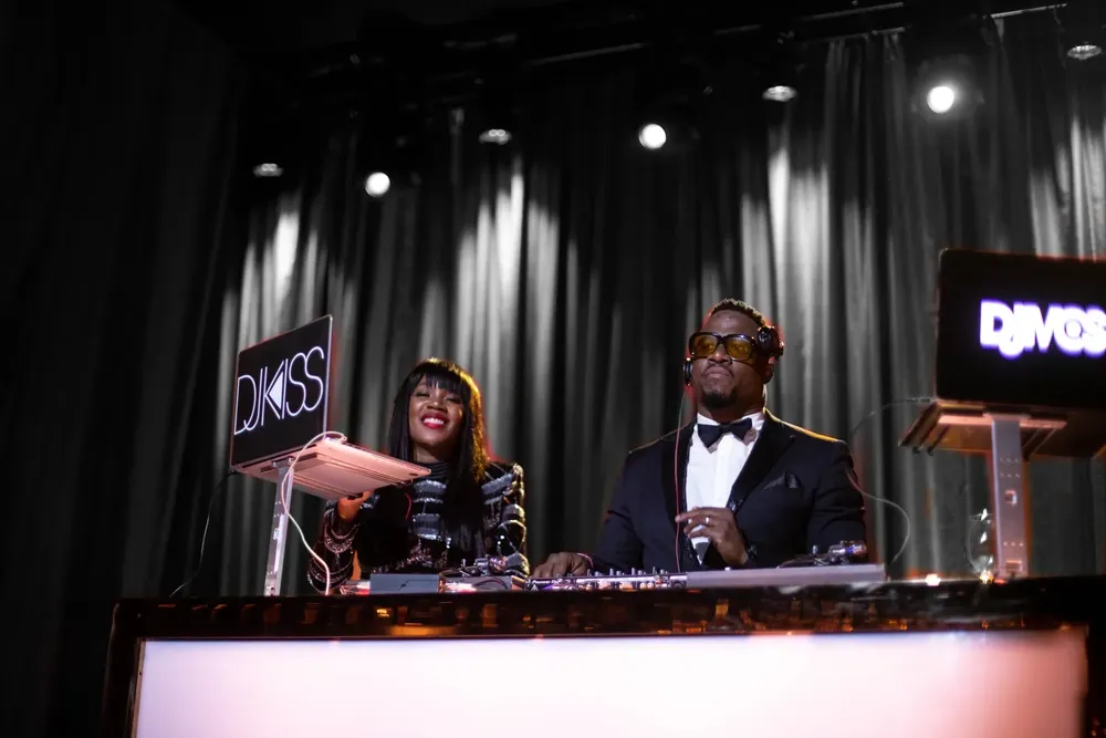 DJ M.O.S. and DJ Kiss on the decks at the Governors Ball