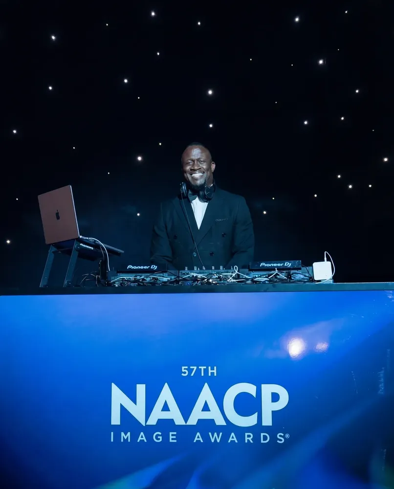 DJ M.O.S. behind Pioneer decks at the 57th NAACP Image Awards